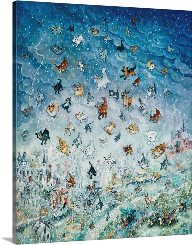 Canvas Art Print /"Raining Cats and Dogs/"