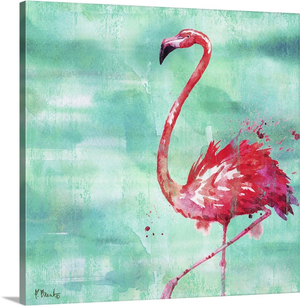 Canvas Art Print /"Arianna Flamingo II Turquoise/"