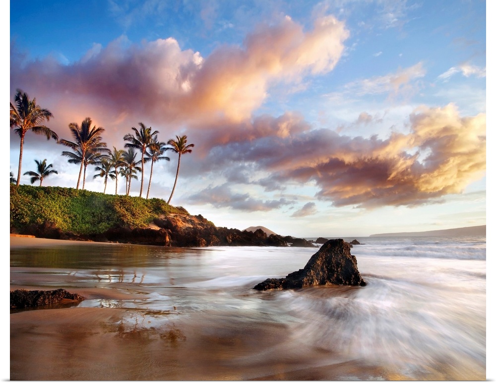Poster Print Wall Art entitled Hawaii, Maui, Makena, Secret Beach At Sunset Poster Print Wall Art entitled Hawaii, Maui, Makena, Secret Beach At Sunset