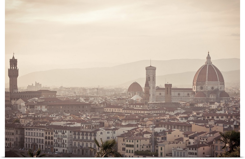 Poster Print Wall Art entitled View over Florence at dusk. Poster Print Wall Art entitled View over Florence at dusk.