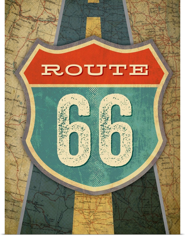 Poster Print Wall Art entitled Route 66 Poster Print Wall Art entitled Route 66