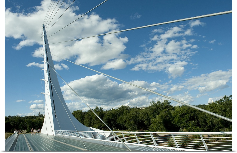 Poster Print Wall Art entitled Cable stayed bridge, Sundial Bridge, rossoding, Poster Print Wall Art entitled Cable stayed bridge, Sundial Bridge, rossoding,
