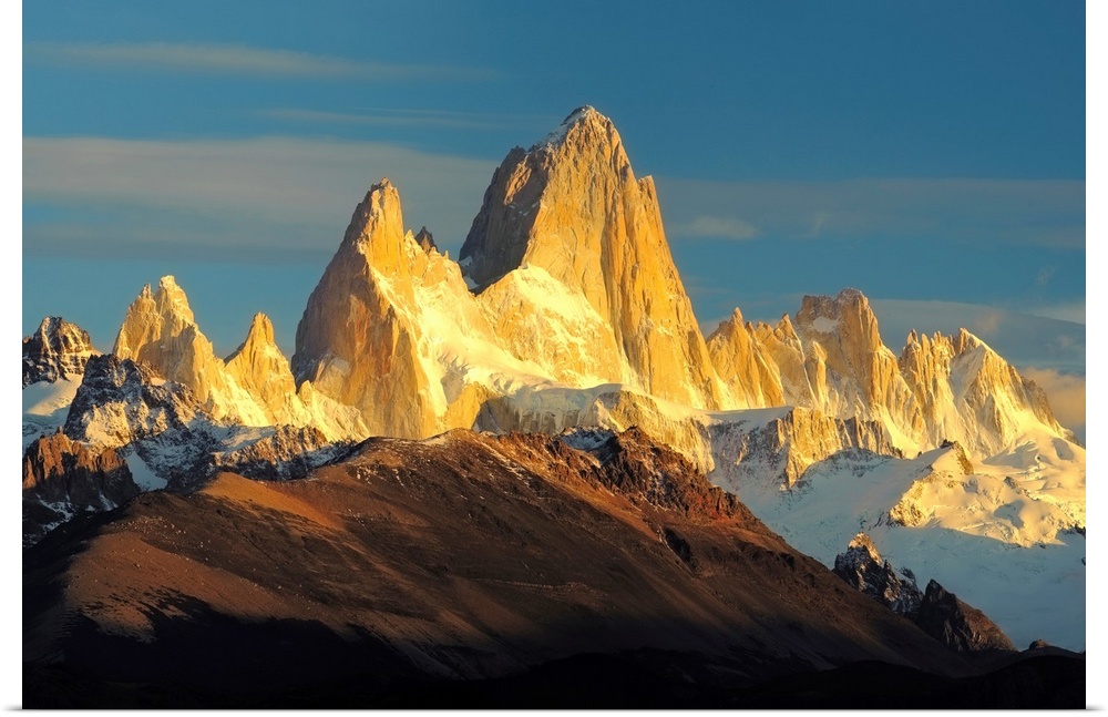 Poster Print Wall Art entitled Low angle view of mountains, Mt Fitzroy, Poster Print Wall Art entitled Low angle view of mountains, Mt Fitzroy,