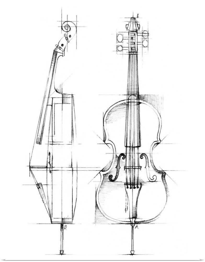 Poster Print Wall Art entitled Cello Sketch Poster Print Wall Art entitled Cello Sketch