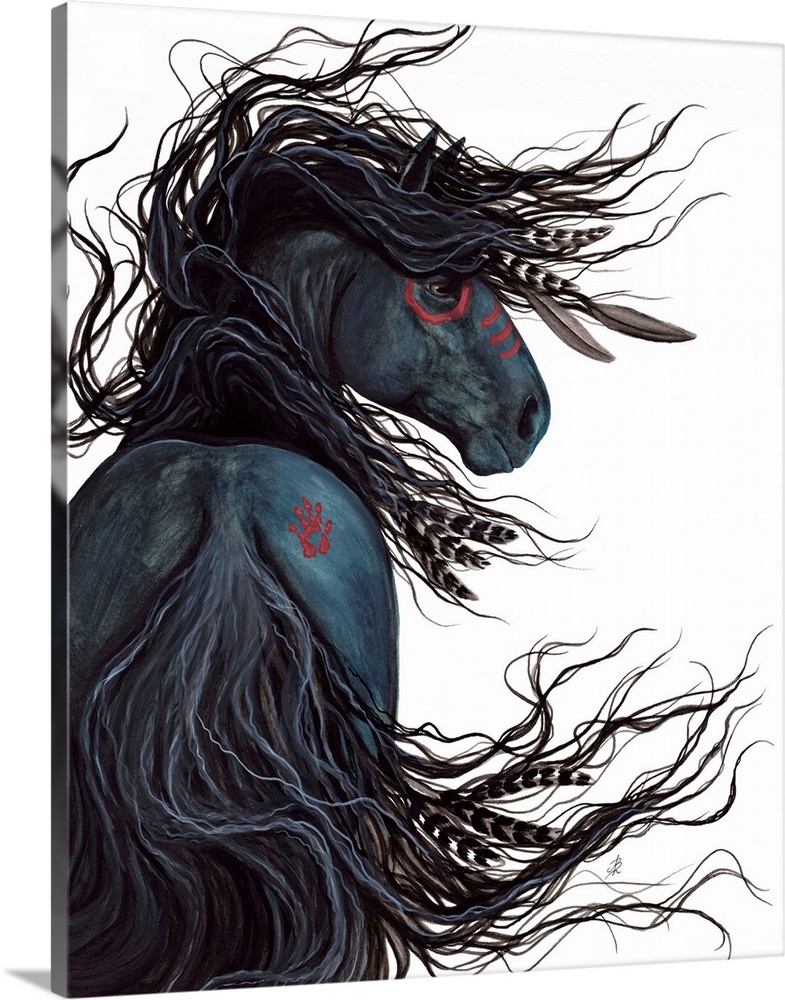 Solid-Faced Canvas Print Wall Art entitled Majestic Friesian Spirit Horse Solid-Faced Canvas Print Wall Art entitled Majestic Friesian Spirit Horse