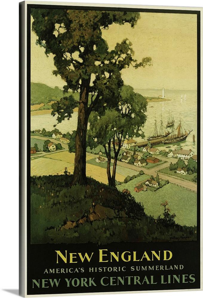 Solid-Faced toile Print Wall Art entitled nouveau England via nouveau York Central Solid-Faced toile Print Wall Art entitled nouveau England via nouveau York Central