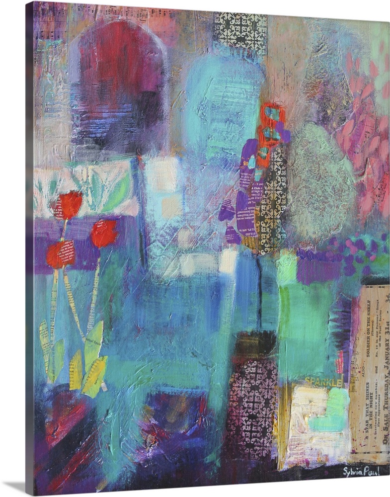 Solid-Faced Canvas Print Wall Art entitled Twilight Garden 2012, acrylic paper Solid-Faced Canvas Print Wall Art entitled Twilight Garden 2012, acrylic paper