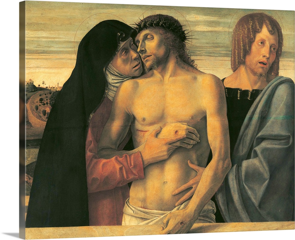 Solid-Faced Canvas Print Wall Art entitled Pieta, by Giovanni Bellini, c. 1465. Solid-Faced Canvas Print Wall Art entitled Pieta, by Giovanni Bellini, c. 1465.