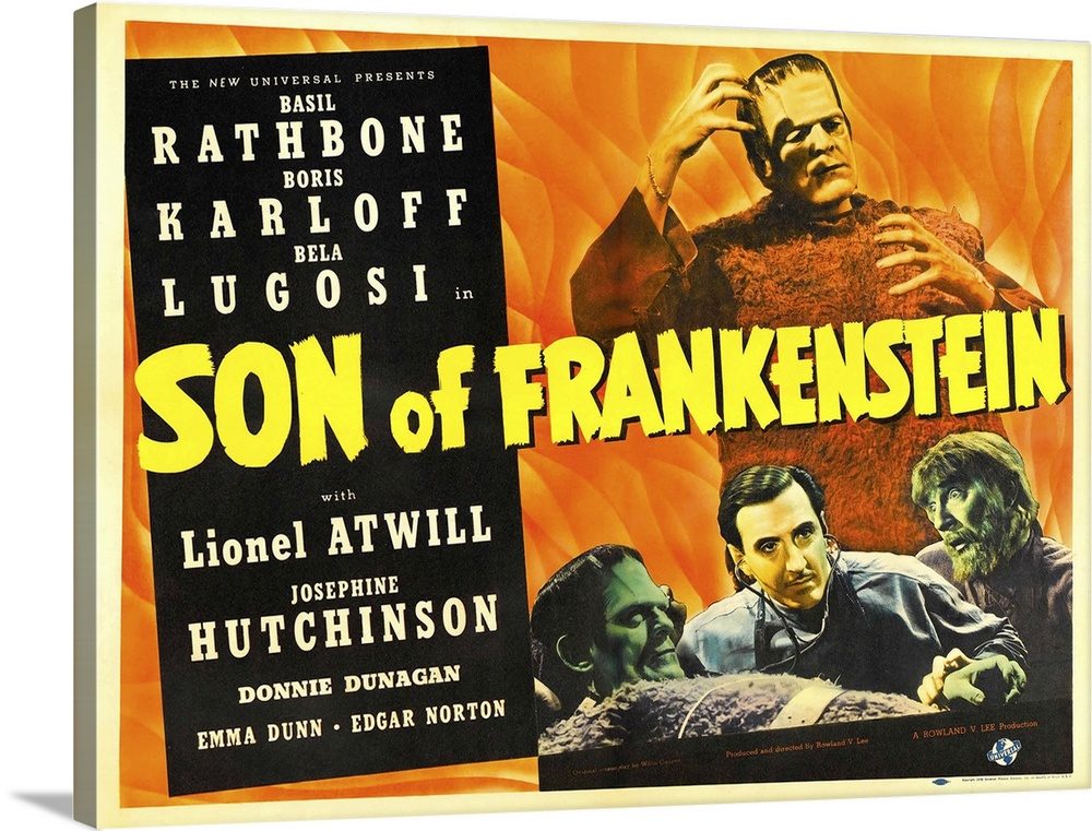 Solid-Faced Canvas Print Wall Art entitled Son Of Frankenstein - Vintage Movie Solid-Faced Canvas Print Wall Art entitled Son Of Frankenstein - Vintage Movie