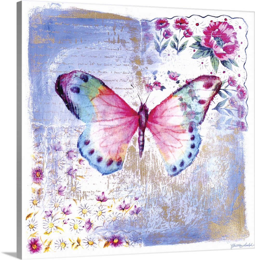 Premium Thick Wrap Canvas Wall Art Entitled Pink Butterfly EBay   Pink Butterfly,1053642 