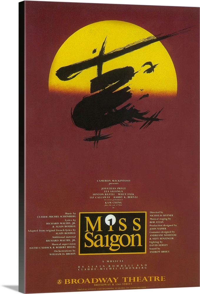 Large Solid-Faced Canvas Print Wall Art Print 24 x 36 entitled Miss Saigon (Broadway) (1991)