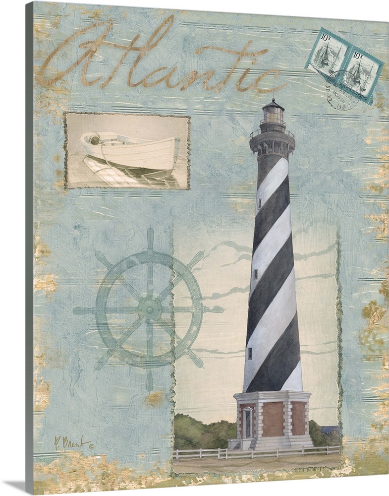 Solid-Faced Canvas Print Wall Art entitled Seacoast Lighthouse I Solid-Faced Canvas Print Wall Art entitled Seacoast Lighthouse I