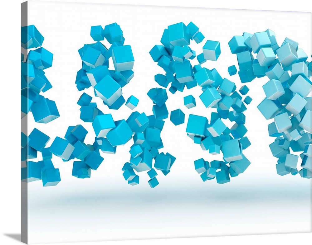 Canvas Kunst Drucken Blau Cubes, Illustration Canvas Kunst Drucken Blau Cubes, Illustration