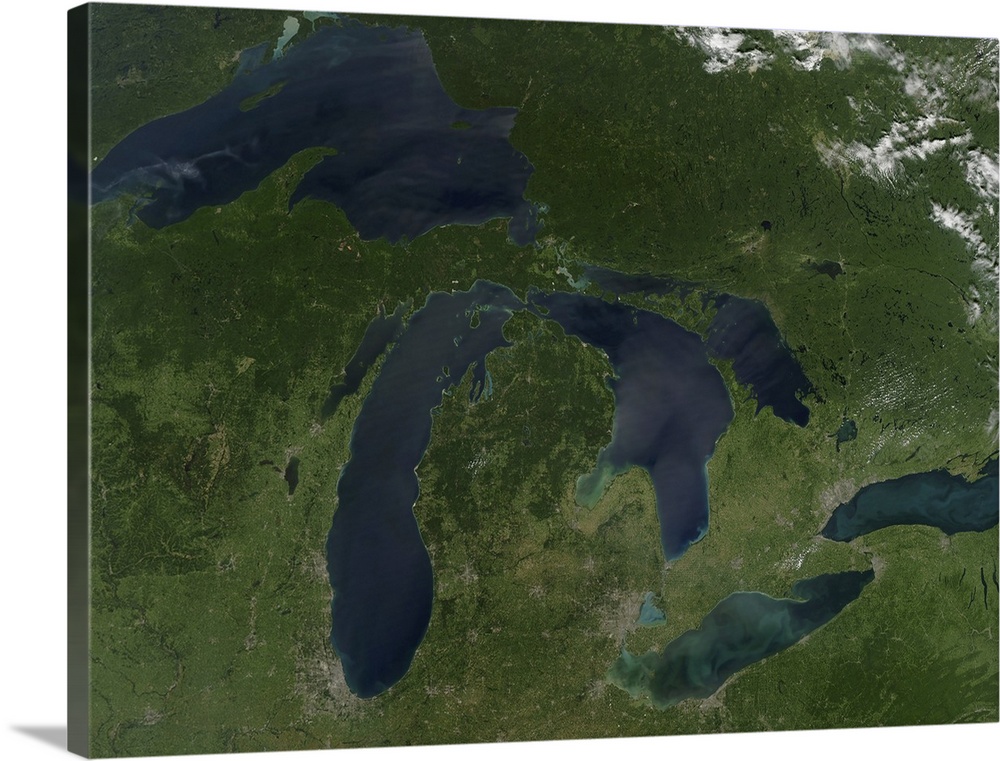 Solid-Faced Canvas Print Wall Art entitled Satellite view of the Great Lakes Solid-Faced Canvas Print Wall Art entitled Satellite view of the Great Lakes