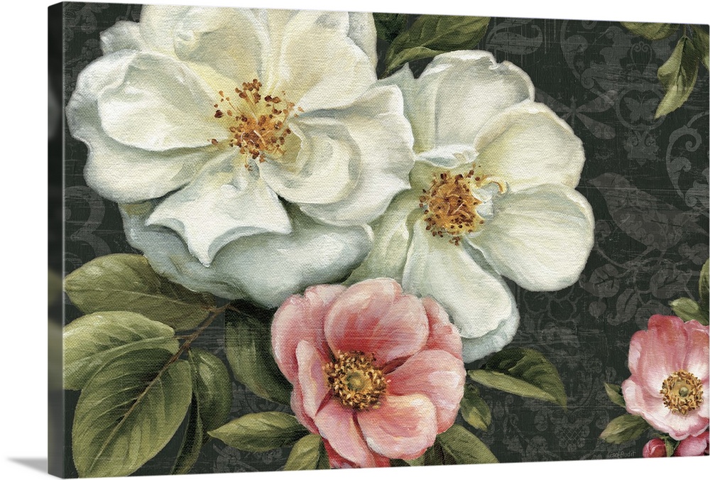 Solid-Faced toile Print Wall Art entitled Floral Damask I Solid-Faced toile Print Wall Art entitled Floral Damask I