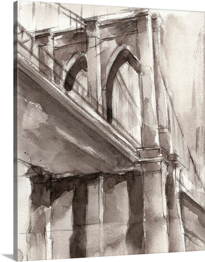 Solid-Faced Canvas Print Wall Art entitled Sepia Bridge Study II Solid-Faced Canvas Print Wall Art entitled Sepia Bridge Study II